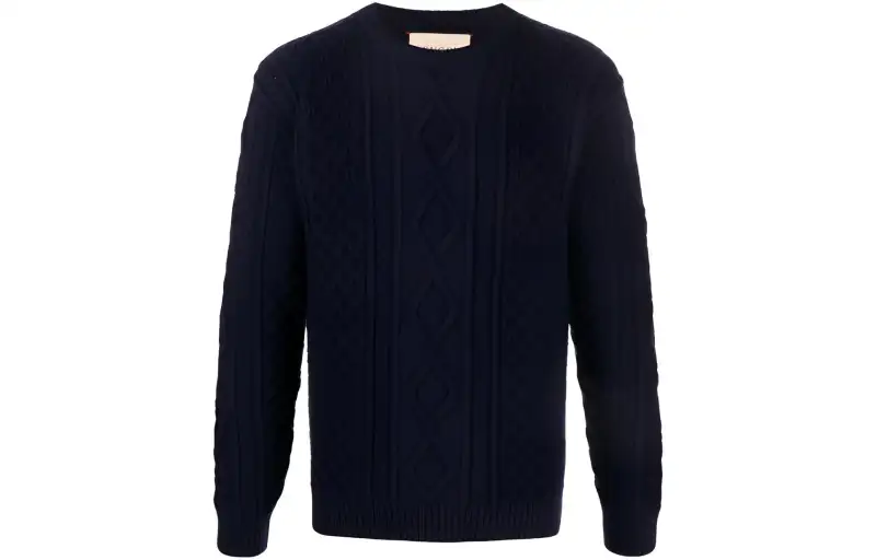 GUCCI Sweaters Men's Dark Blue Crew Neck Moderate A Line
