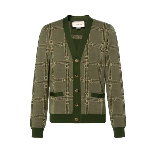 GUCCI Sweaters Men's Green V Neck Moderate Other