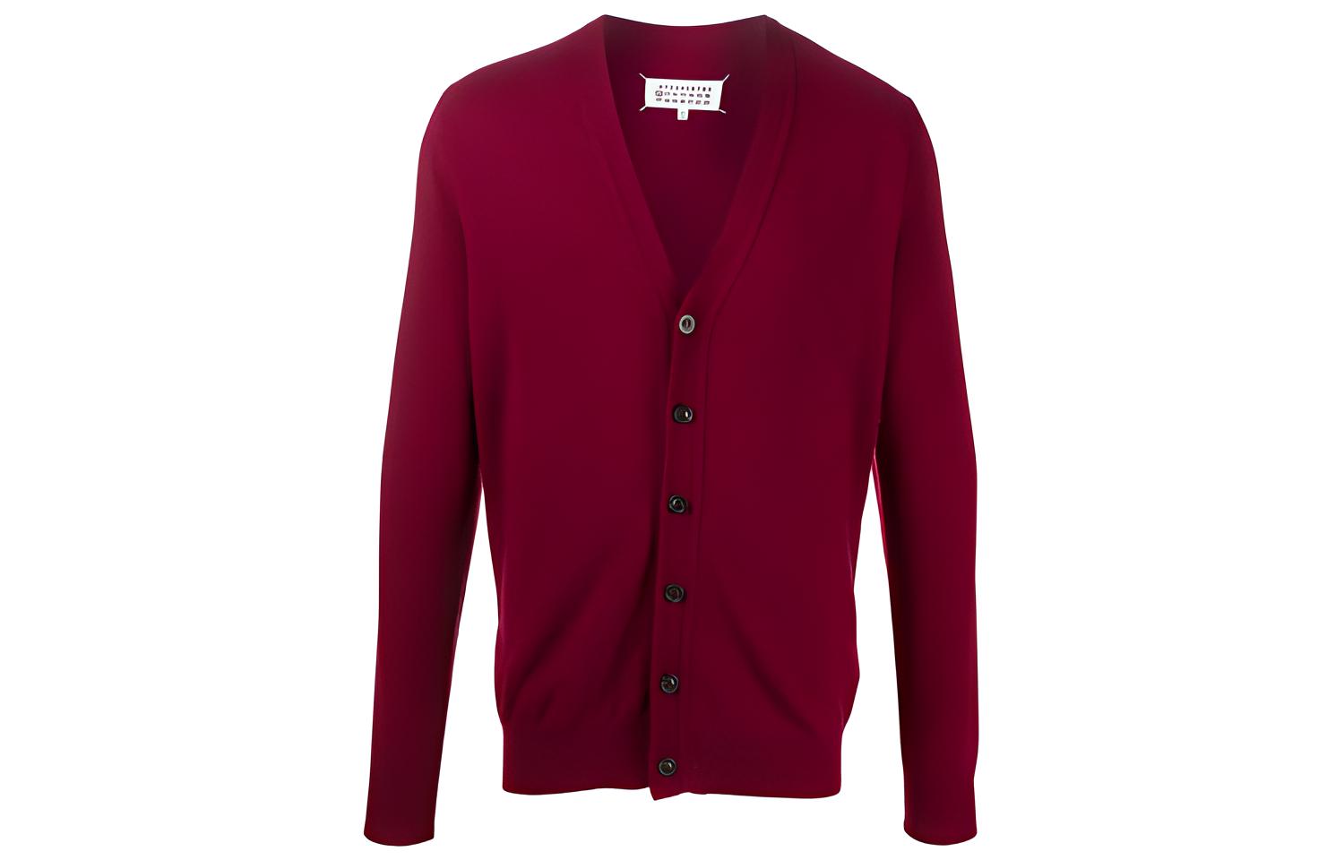 Maison Margiela Cashmere Sweaters Men's Red V Neck Moderate