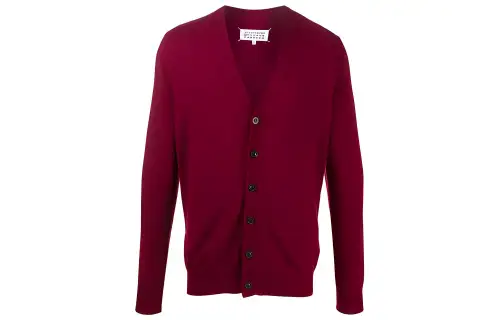 Maison Margiela Cashmere Sweaters Men's Red V Neck Moderate