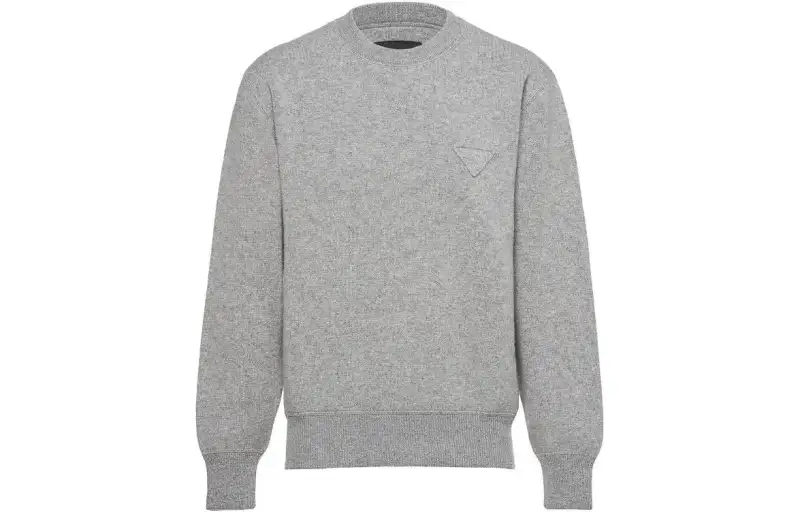PRADA Cashmere Sweaters Men's Gray Crew Neck Moderate