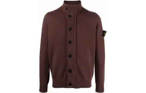 STONE ISLAND Sweaters Men's Brown Half Turtleneck Moderate Cardigan