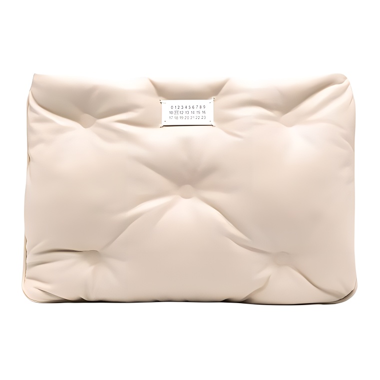 Maison Margiela Maison Margiela Front logo patch Internal zip pocket Calfskin and lambskin Clutch Women's Beige