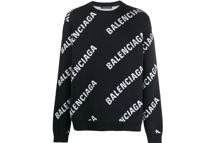 Balenciaga Sweaters Men's Black Crew Neck Moderate