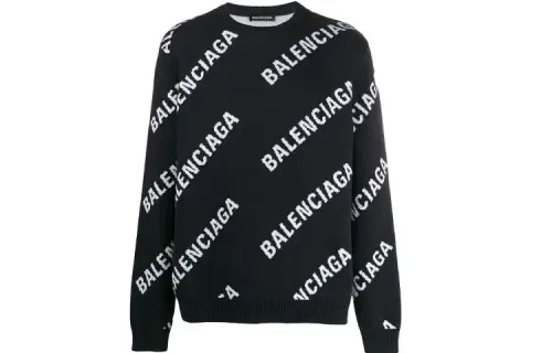 Balenciaga Sweaters Men's Black Crew Neck Moderate