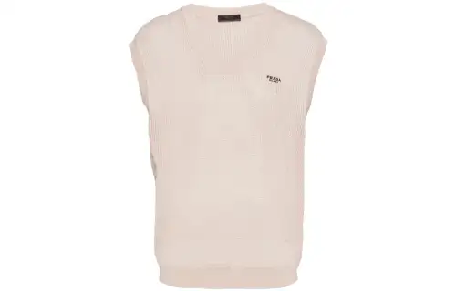 PRADA Tank Tops Men's Beige V Neck Moderate Straight Fit