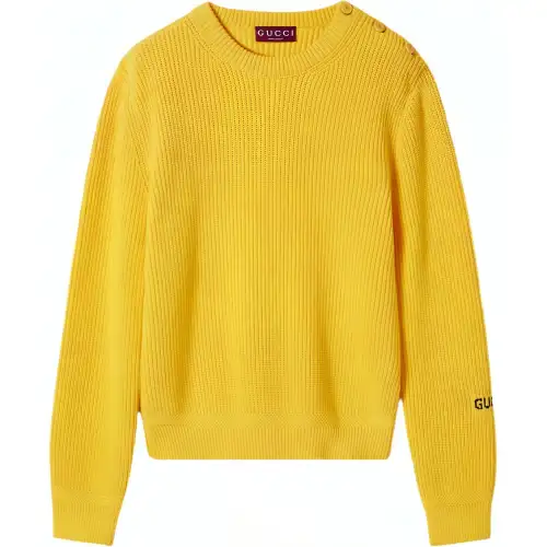 GUCCI Sweaters Men's Yellow Crew Neck Moderate Other