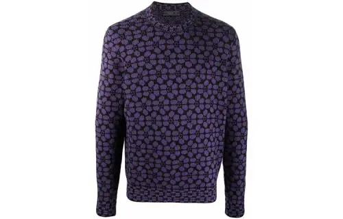 PRADA Cashmere Sweaters Men's Purple Crew Neck Moderate