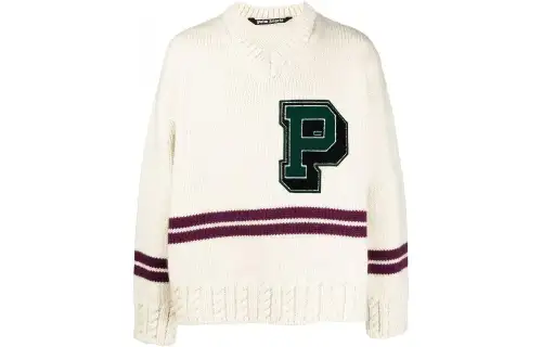 PALM ANGELS Logo-Patch V-Neck Jumper
