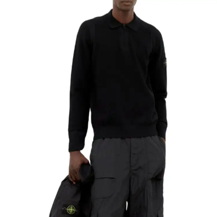 STONE ISLAND Compass Badge Knitted Polo Shirt
