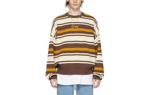 Drew house Letter Logo Series Knitwear Unisex Brown Stripes Crew Neck Moderate Other