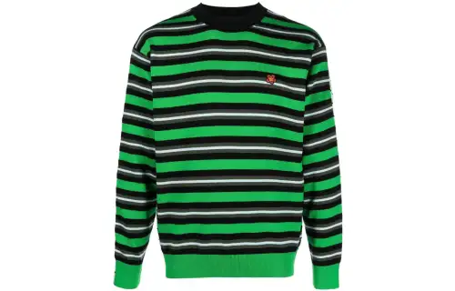 【Previous Season】striped floral-embroidered jumper