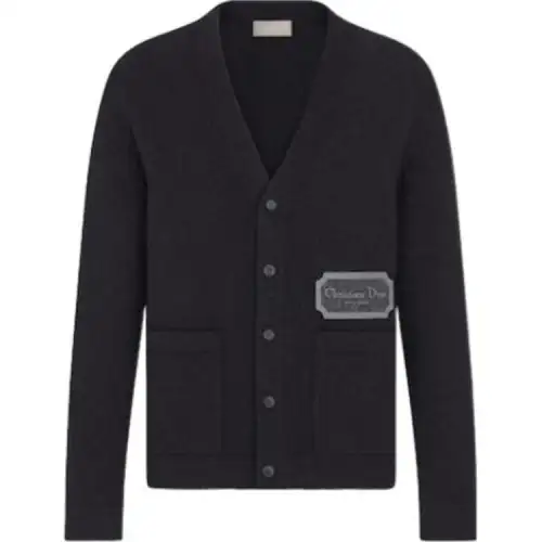 DIOR Homme Logo Patch V-Neck Cardigan