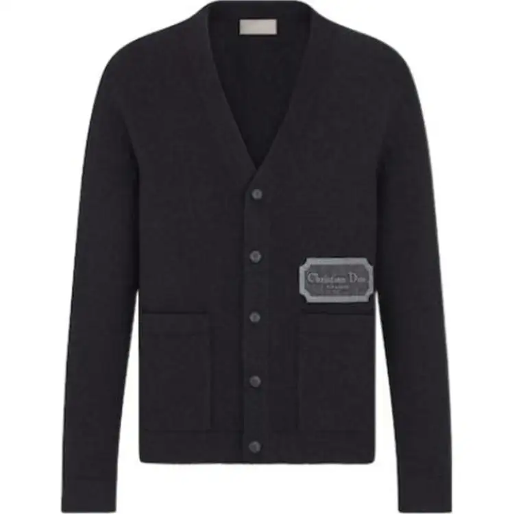 DIOR Homme Logo Patch V-Neck Cardigan