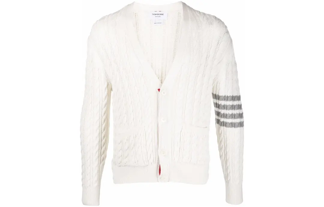 THOM BROWNE Sweaters Men's White V Neck Moderate Other