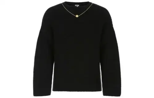 LOEWE Cashmere Sweaters Men's Black Crew Neck