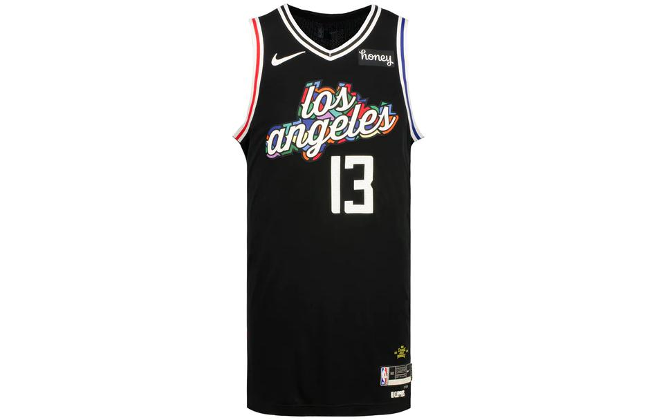 Nike Los Angeles Clippers 2022-2023 Season Player Edition Paul George No. 13 Geometric Numbers and Letters Printed Camisole Men's Black