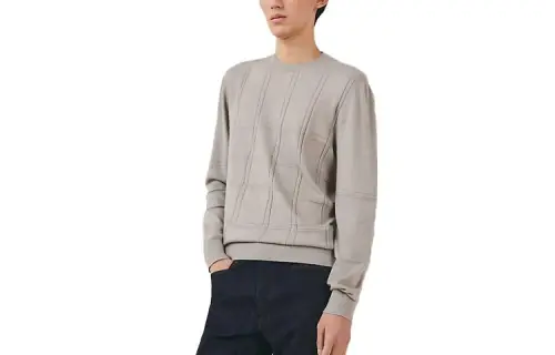 HERMES Sweaters Men's Gray Crew Neck Moderate Other