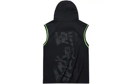 Basketball breathable sports black vest with hood, loose fit