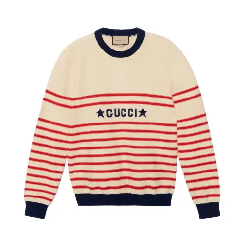【Previous Season】intarsia-logo striped cotton jumper