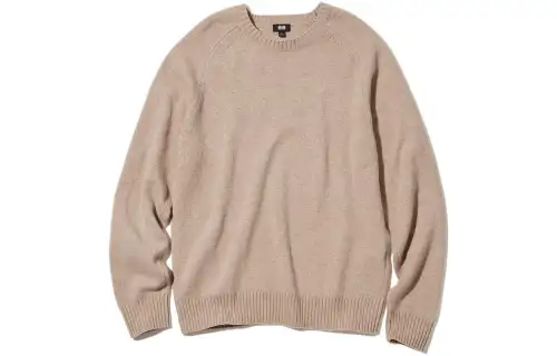 UNIQLO Sweaters Unisex Beige Crew Neck Moderate Base Layer