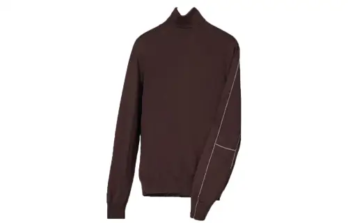 HERMES Cashmere Sweaters Men's Black Turtleneck Moderate