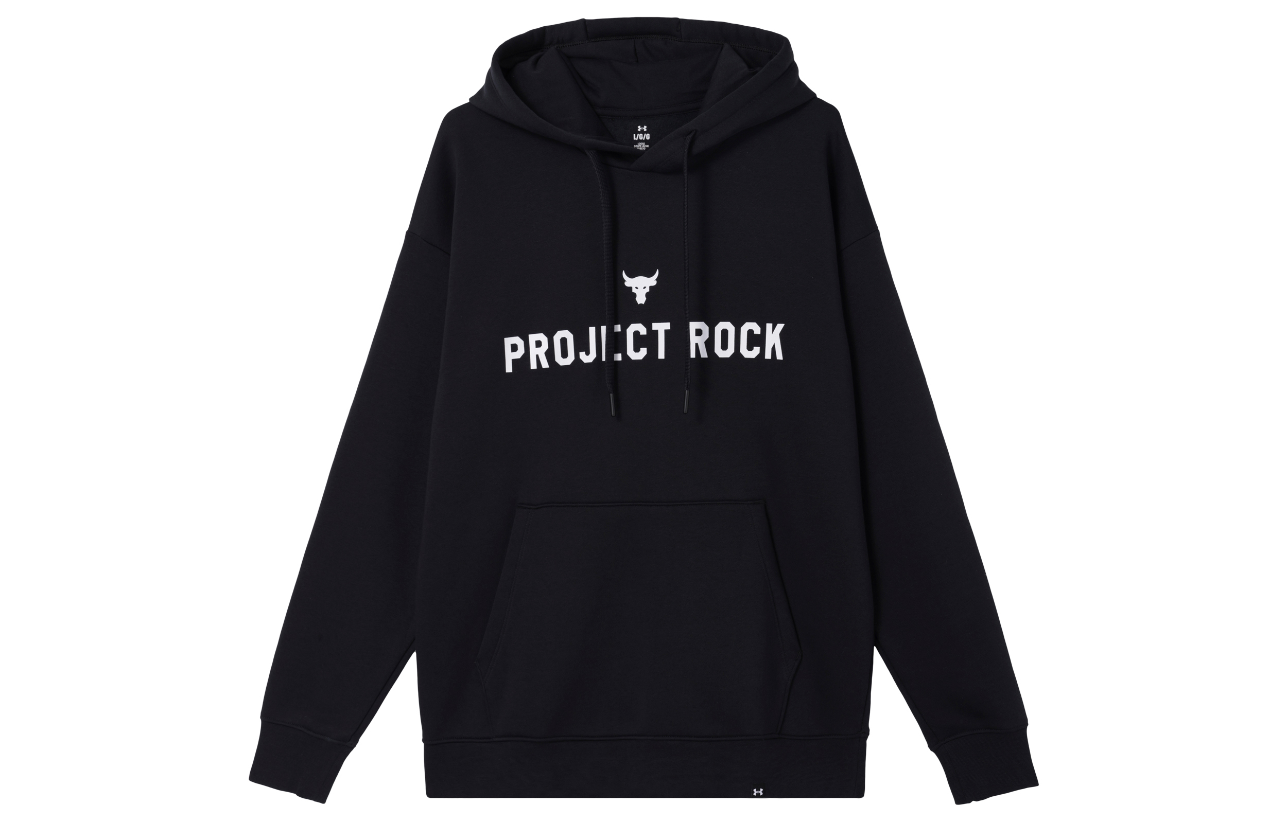 Under Armour Johnson Series Project Rock letter print comfortable and fashionable hooded sweatshirt for men, black