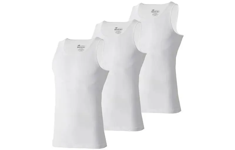 New Balance Tank Tops Men's 3 Pack (White) Crew Neck Moderate Racerback