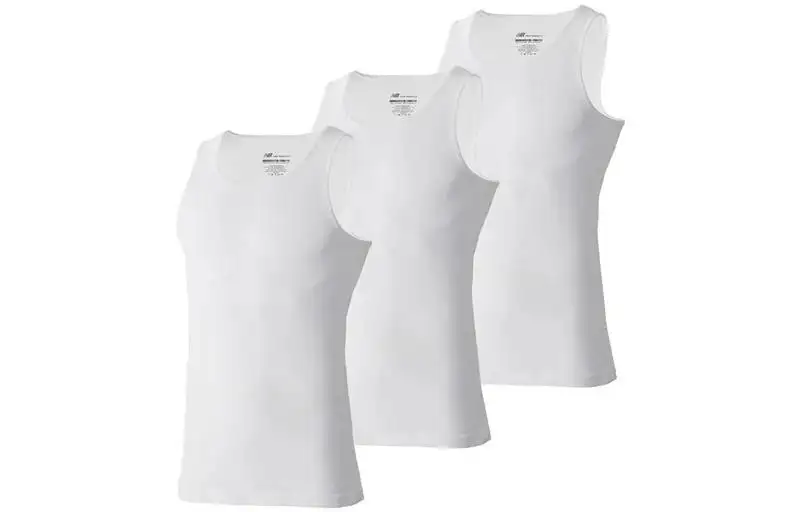 New Balance Tank Tops Men's 3 Pack White Crew Neck Moderate Racerback