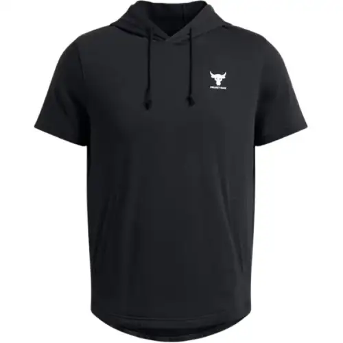 Under Armour Project Rock Terry Short Sleeve Hoodie Sweatshirt Men's Black