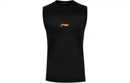 Li Ning Tank Tops Men's Black Crew Neck Moderate Straight Fit