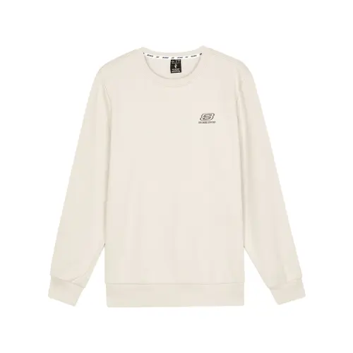 Skechers Skin Friendly Soft Crew Neck Sports Long Sleeved Thickened And Fleece Lined Sweatshirt Unisex Light Brown