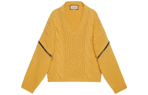 【Previous Season】V-neck cable-knit wool jumper