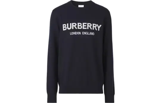 Burberry Logo Intarsia Wool Blend Sweater