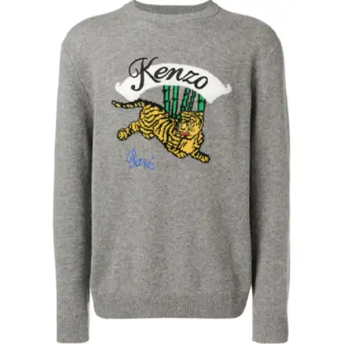 KENZO Sweaters Men's Gray Crew Neck Moderate Other
