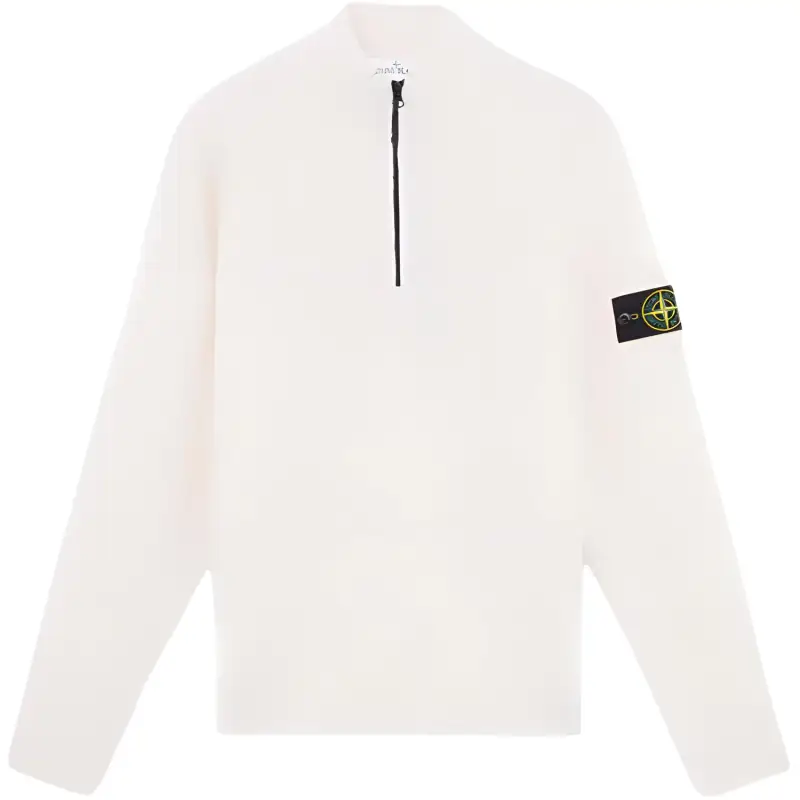 STONE ISLAND Logo Patch Half-Zip Knit Jumper