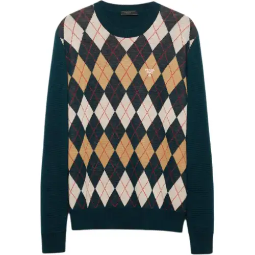 PRADA Sweaters Men's Green Crew Neck Moderate Other