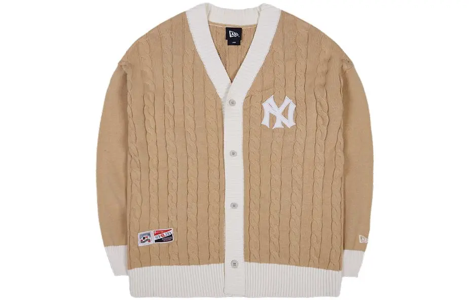 New Era Sweaters Unisex Khaki V-neck Moderate