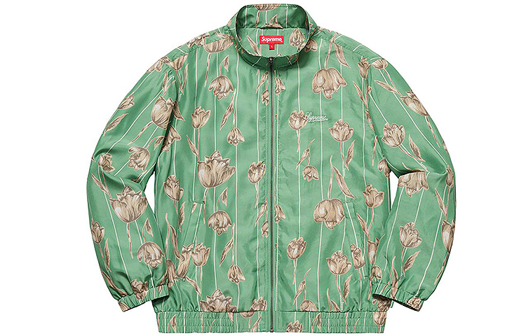 Куртка Supreme SS19 Floral Silk Track Jacket (зеленая)