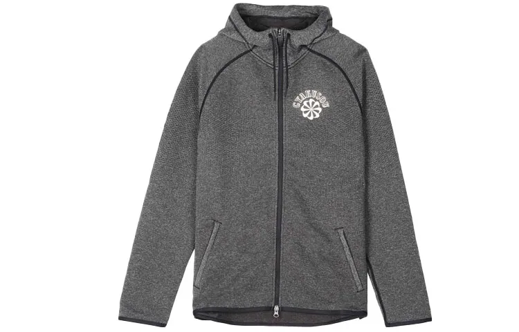 Nike Knitwear Men's Gray Hooded Moderate Cardigan