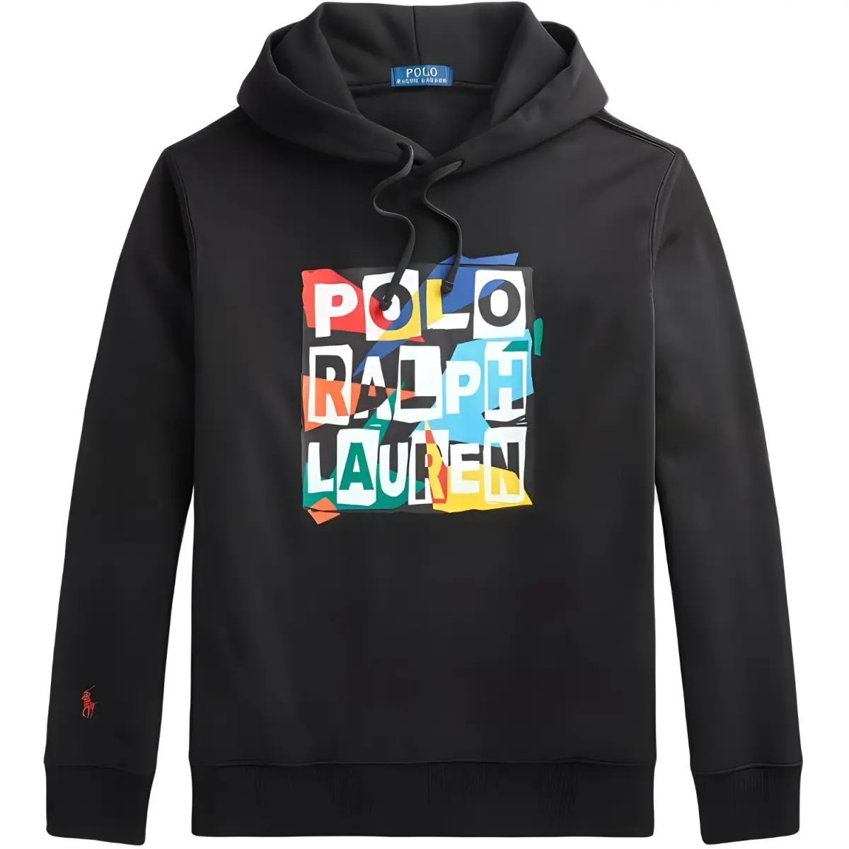 Polo Ralph Lauren SS22 Fleece Lined Hooded Pony Pattern Sweatshirt Unisex Black