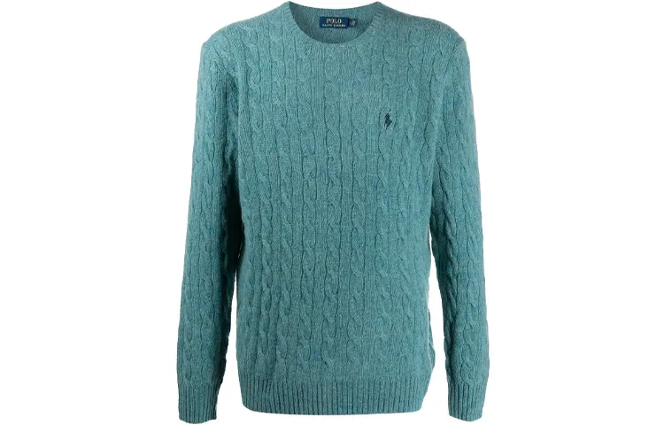 Polo Ralph Lauren Cashmere Sweaters Men's Blue Crew Neck Moderate Straight Fit