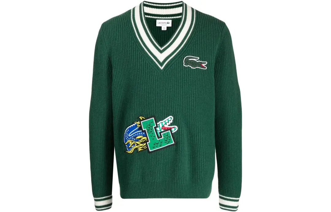LACOSTE Sweaters Men's Green V Neck Moderate Other