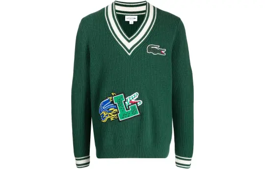 LACOSTE Sweaters Men's Green V Neck Moderate Other