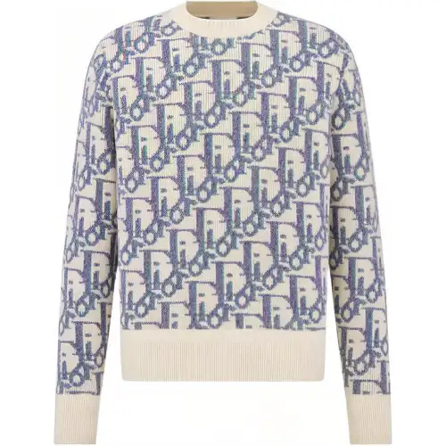 DIOR Sweaters Men's White Crew Neck Moderate Other