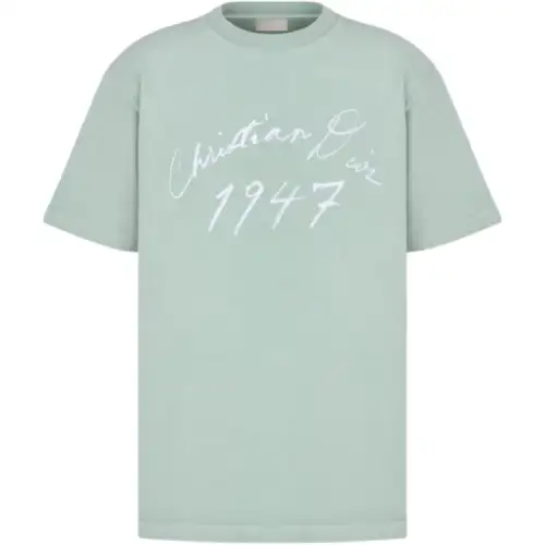 DIOR Letter Logo Pattern Crew Neck Loose Fit Short Sleeved FW24 T Shirt Men's Green