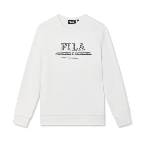 FILA Simple And Comfortable Round Neck Fleece Pullover Sweatshirt Men's Early Snow