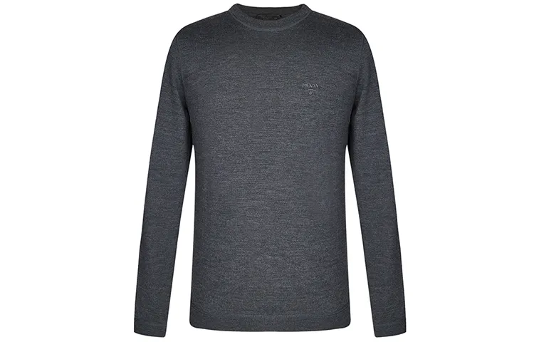PRADA Sweaters Men's Dark Gray Crew Neck Moderate Other