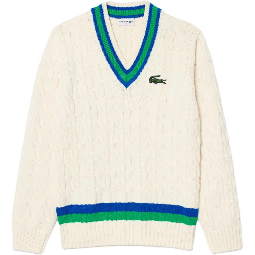 LACOSTE Sweaters Unisex White V Neck Moderate Other