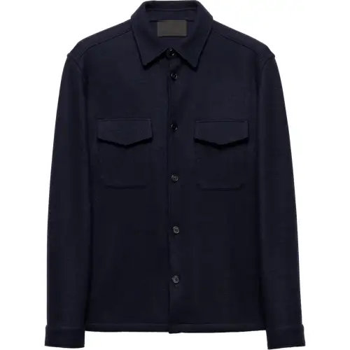 Prada triangle-logo wool shirt